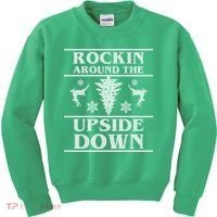 Rockin Around The Upside Down Ugly Christmas Kids Sweatshirt thumb 0