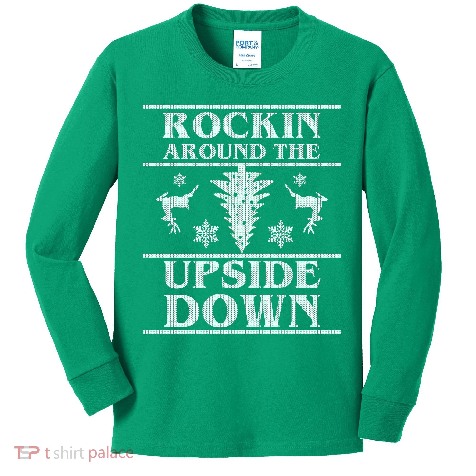 Rockin Around The Upside Down Ugly Christmas Kids Long Sleeve Shirt