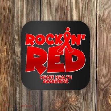 Rockin Red Heart Health Awareness Coaster