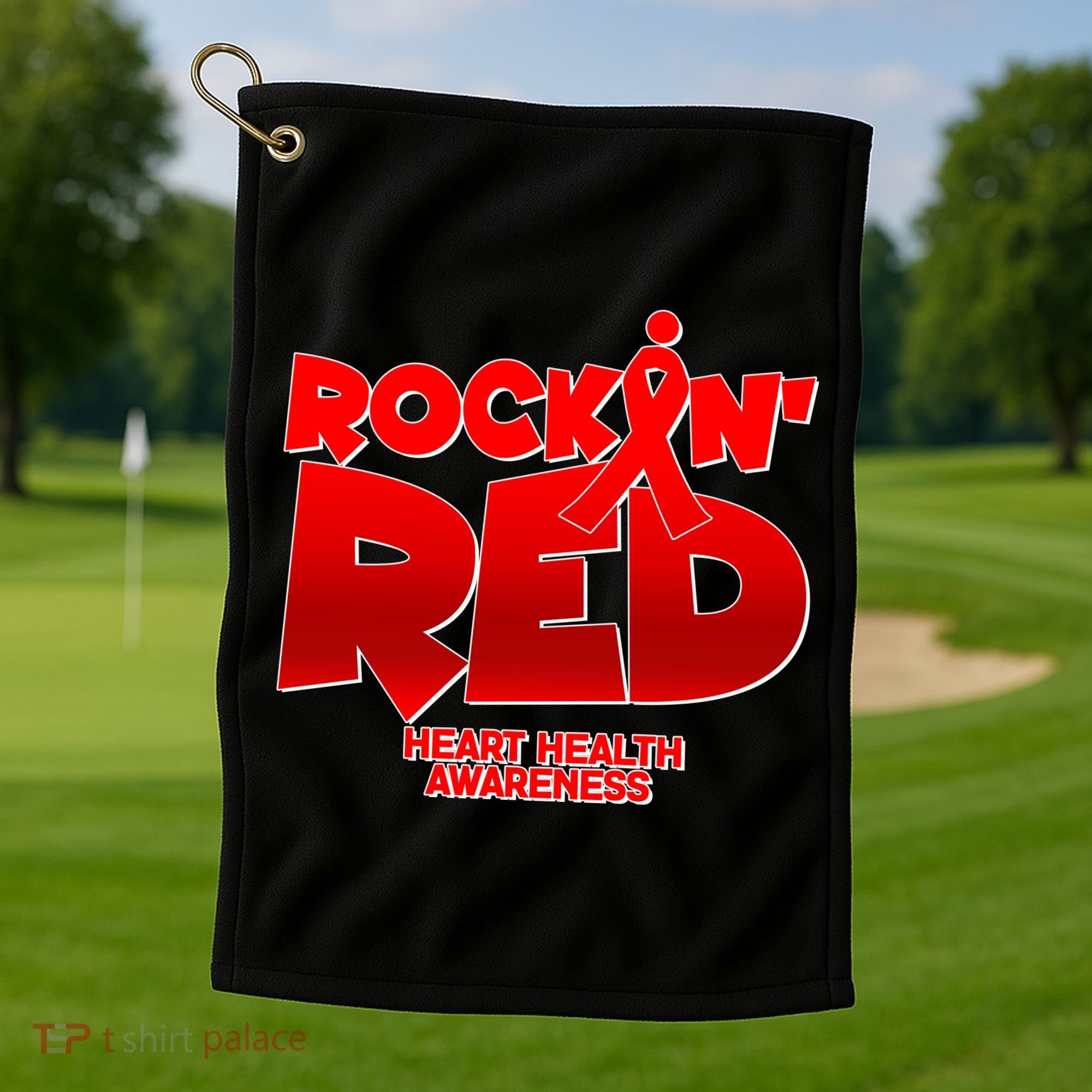 Rockin Red Heart Health Awareness Golf Towel