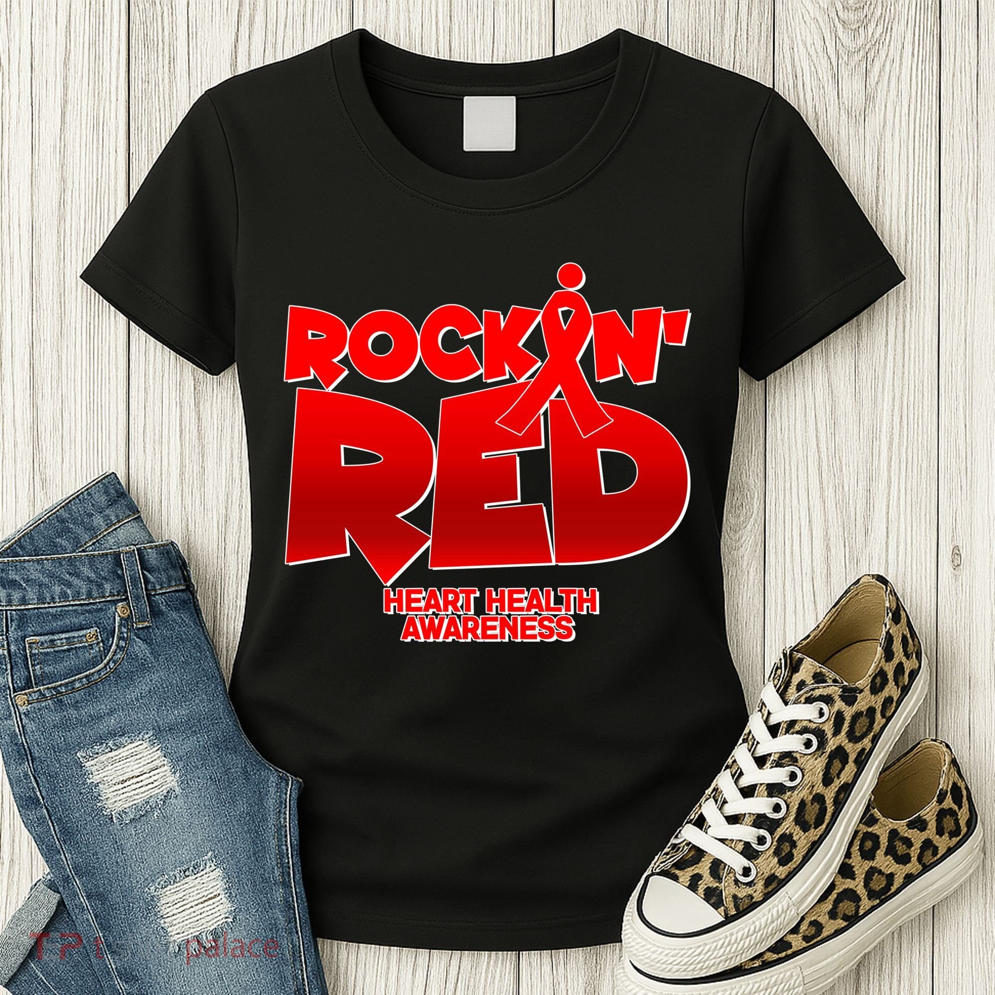 Rockin Red Heart Health Awareness Women's T-Shirt