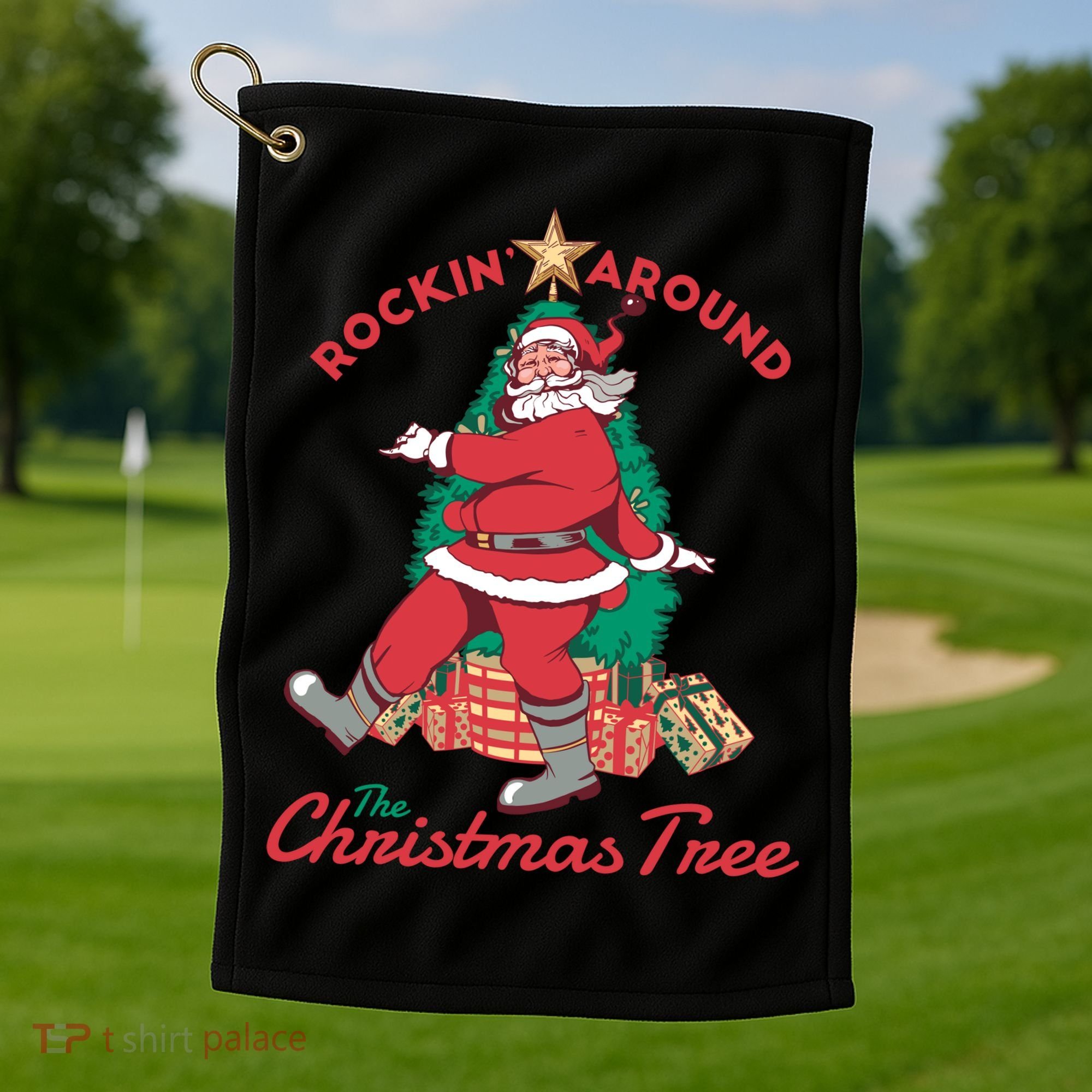 Rockin Santa Golf Towel