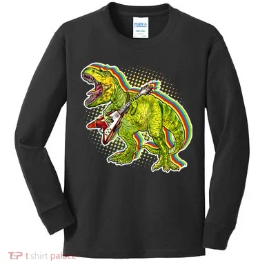 Rockin T-Rex Kids Long Sleeve Shirt