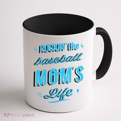 Rockin The Baseball Moms Life Coffee Mug back