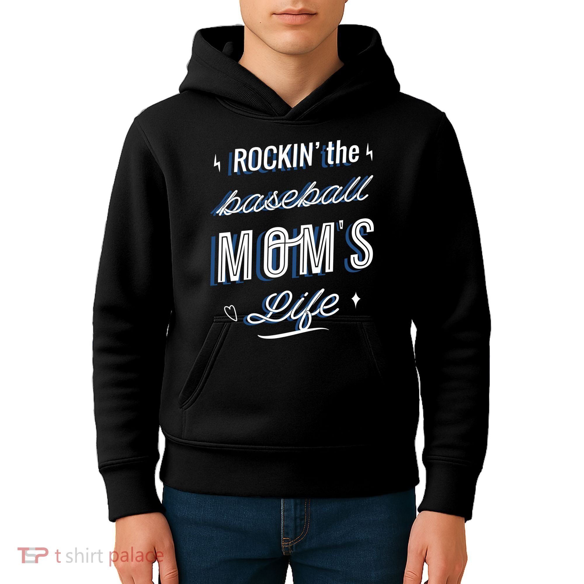 Rockin The Baseball Moms Life Kids Hoodie