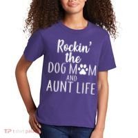 Rockin The Dog Mom And Aunt life Kids T-Shirt thumb 2