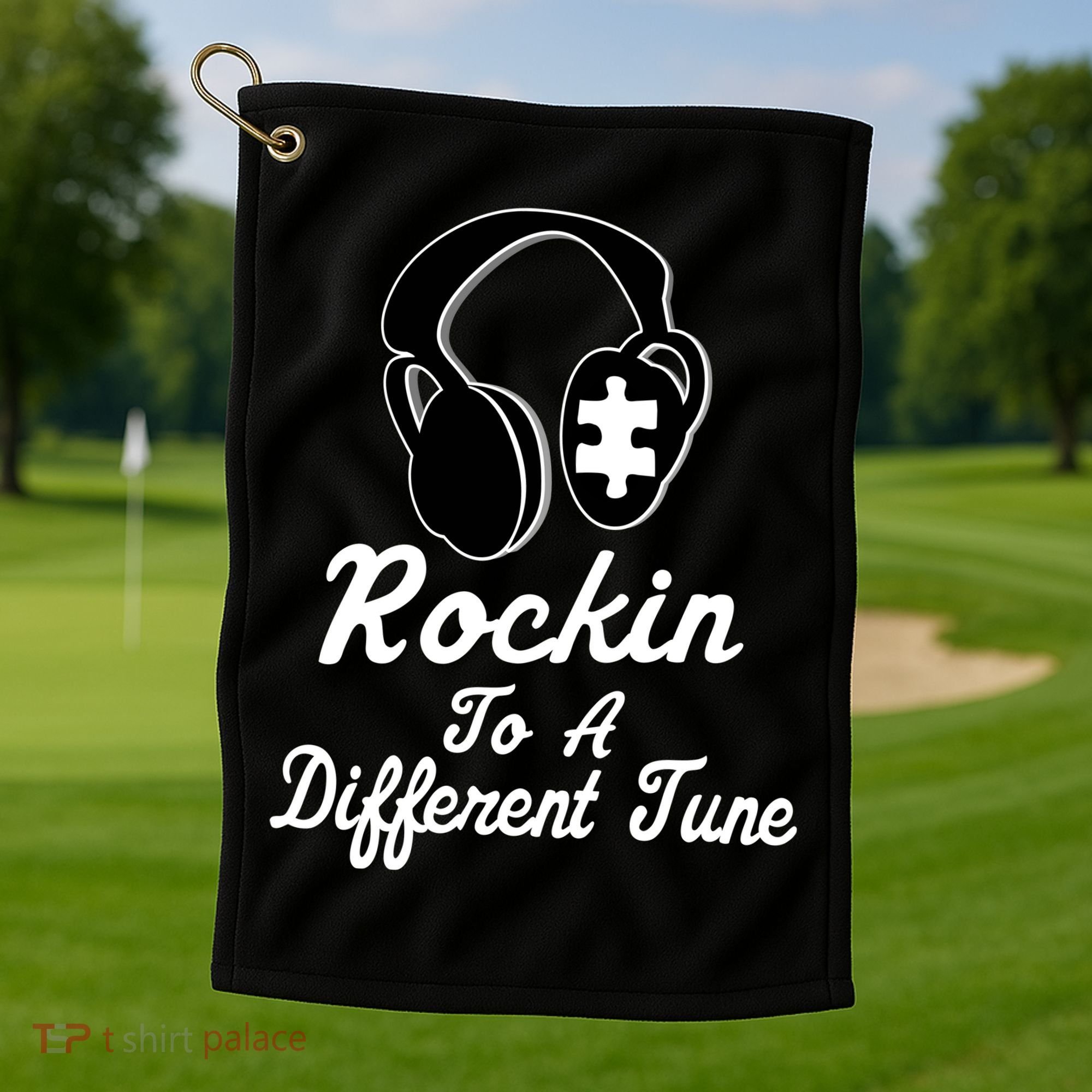 Rockin' To A Different Tune Autism Golf Towel