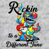 Rockin To A Different Tune Autism Dinosaur The Baniff Cuffed Pom Beanie thumb 2