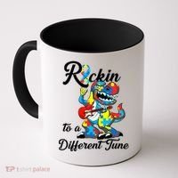 Rockin To A Different Tune Autism Dinosaur Coffee Mug thumb 0