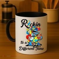 Rockin To A Different Tune Autism Dinosaur Coffee Mug thumb 4