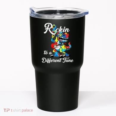 Rockin To A Different Tune Autism Dinosaur Tumbler