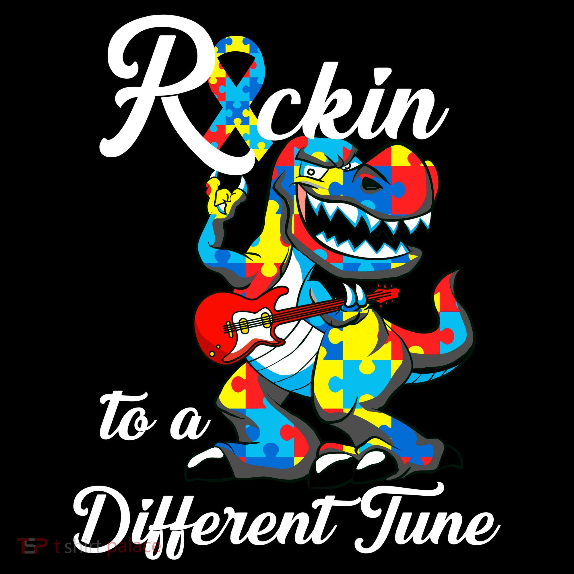 Rockin To A Different Tune Autism Dinosaur Ornament