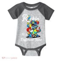 Rockin To A Different Tune Autism Dinosaur Infant Baby Jersey Bodysuit thumb 0