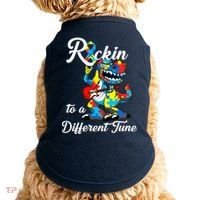 Rockin To A Different Tune Autism Dinosaur Doggie Tank thumb 0