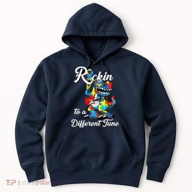 Rockin To A Different Tune Autism Dinosaur Hoodie