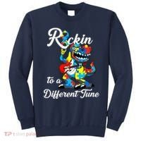 Rockin To A Different Tune Autism Dinosaur Sweatshirt thumb 0