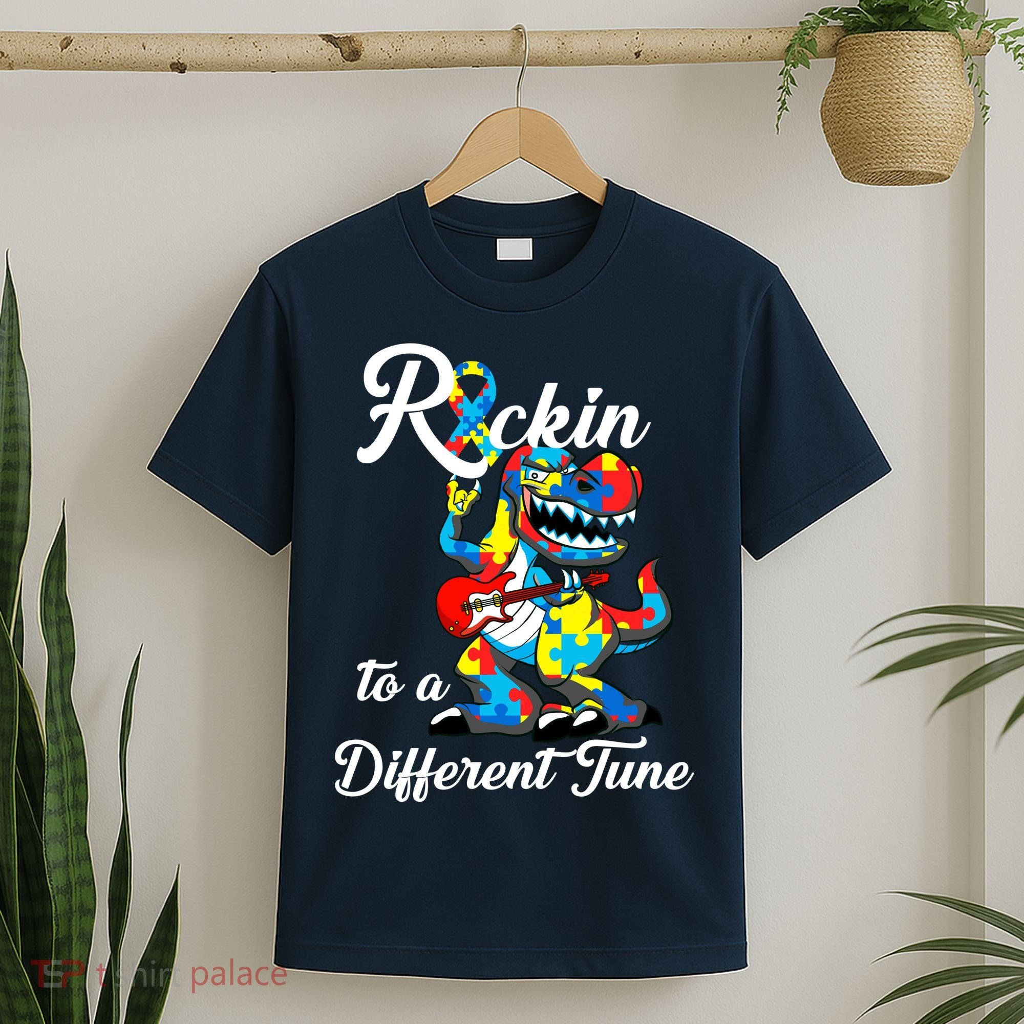 Rockin To A Different Tune Autism Dinosaur T-Shirt