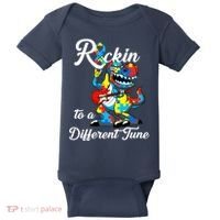 Rockin To A Different Tune Autism Dinosaur Baby Bodysuit thumb 0