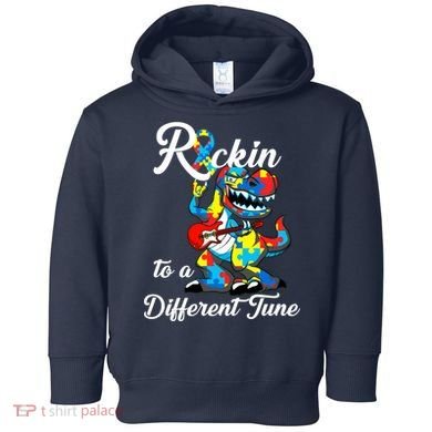 Rockin To A Different Tune Autism Dinosaur Toddler Hoodie