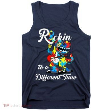 Rockin To A Different Tune Autism Dinosaur Tank Top