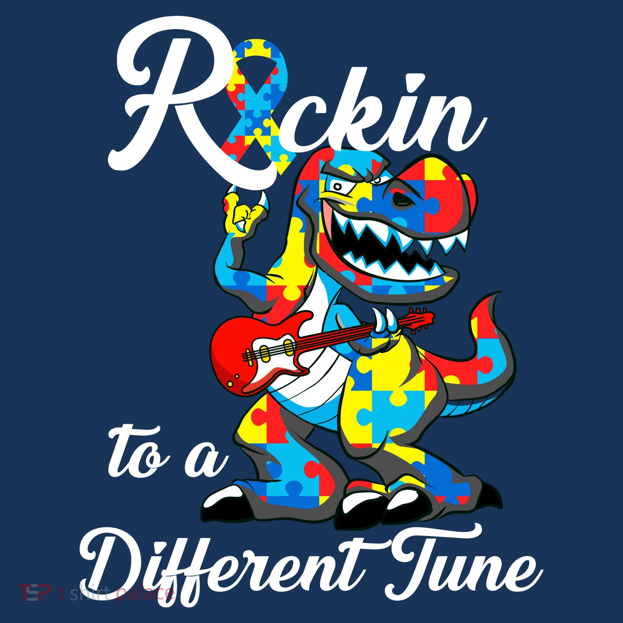 Rockin To A Different Tune Autism Dinosaur Tank Top