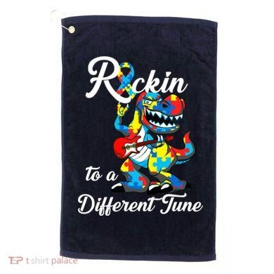 Rockin To A Different Tune Autism Dinosaur Golf Towel