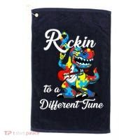 Rockin To A Different Tune Autism Dinosaur Golf Towel thumb 0