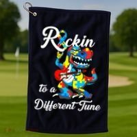 Rockin To A Different Tune Autism Dinosaur Golf Towel thumb 1
