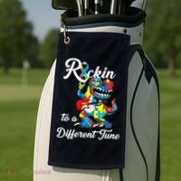 Rockin To A Different Tune Autism Dinosaur Golf Towel thumb 2