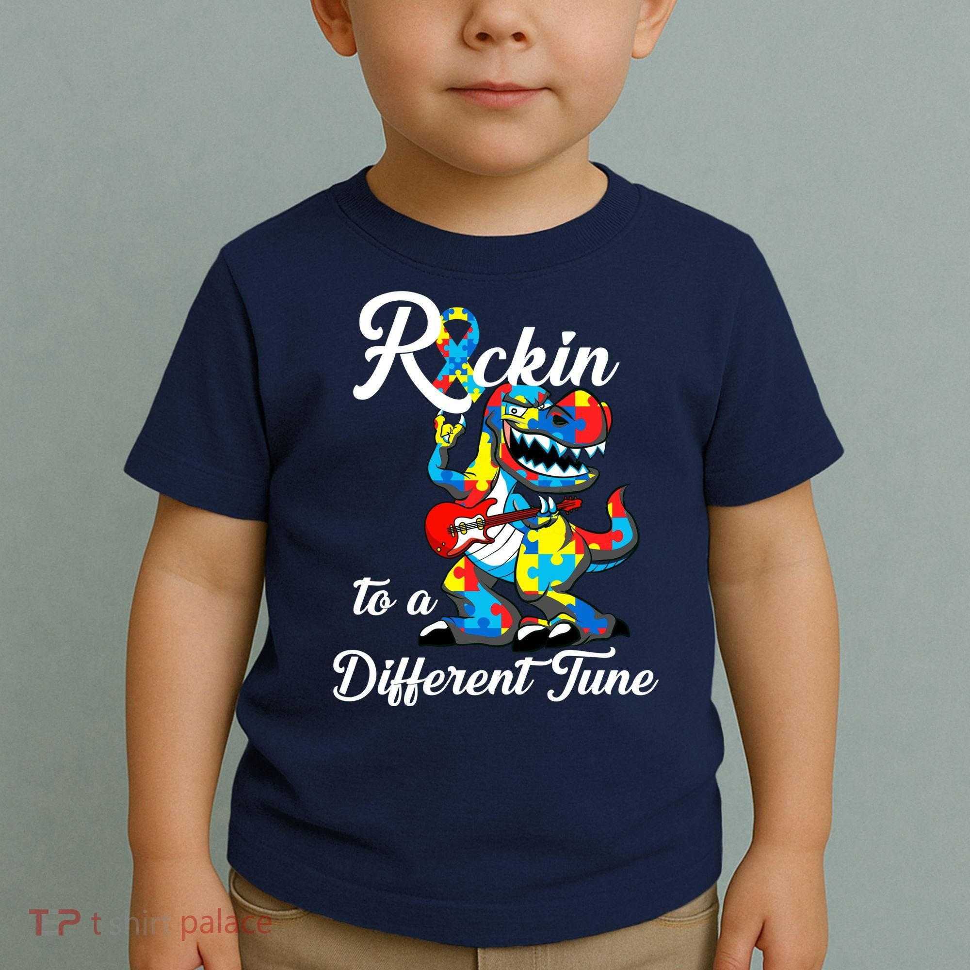 Rockin To A Different Tune Autism Dinosaur Toddler T-Shirt