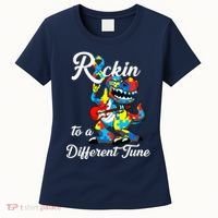 Rockin To A Different Tune Autism Dinosaur Women's T-Shirt thumb 0