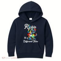 Rockin To A Different Tune Autism Dinosaur Kids Hoodie thumb 0