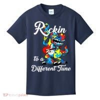 Rockin To A Different Tune Autism Dinosaur Kids T-Shirt thumb 0