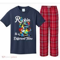 Rockin To A Different Tune Autism Dinosaur Kids Plaid Pajama Set thumb 0