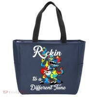 Rockin To A Different Tune Autism Dinosaur Tote Bag thumb 0