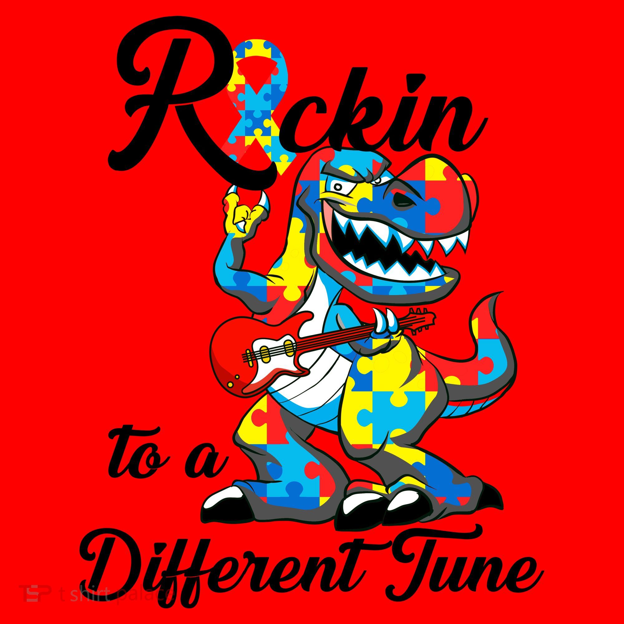Rockin To A Different Tune Autism Dinosaur Santa Hat