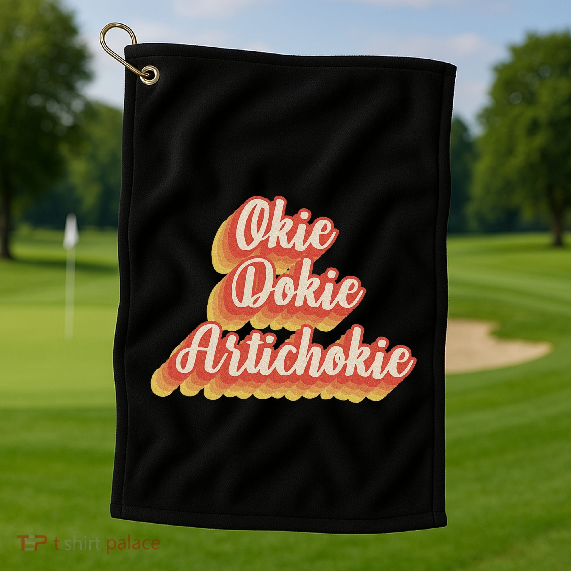 Retro Okie Dokie Artichokie Golf Towel