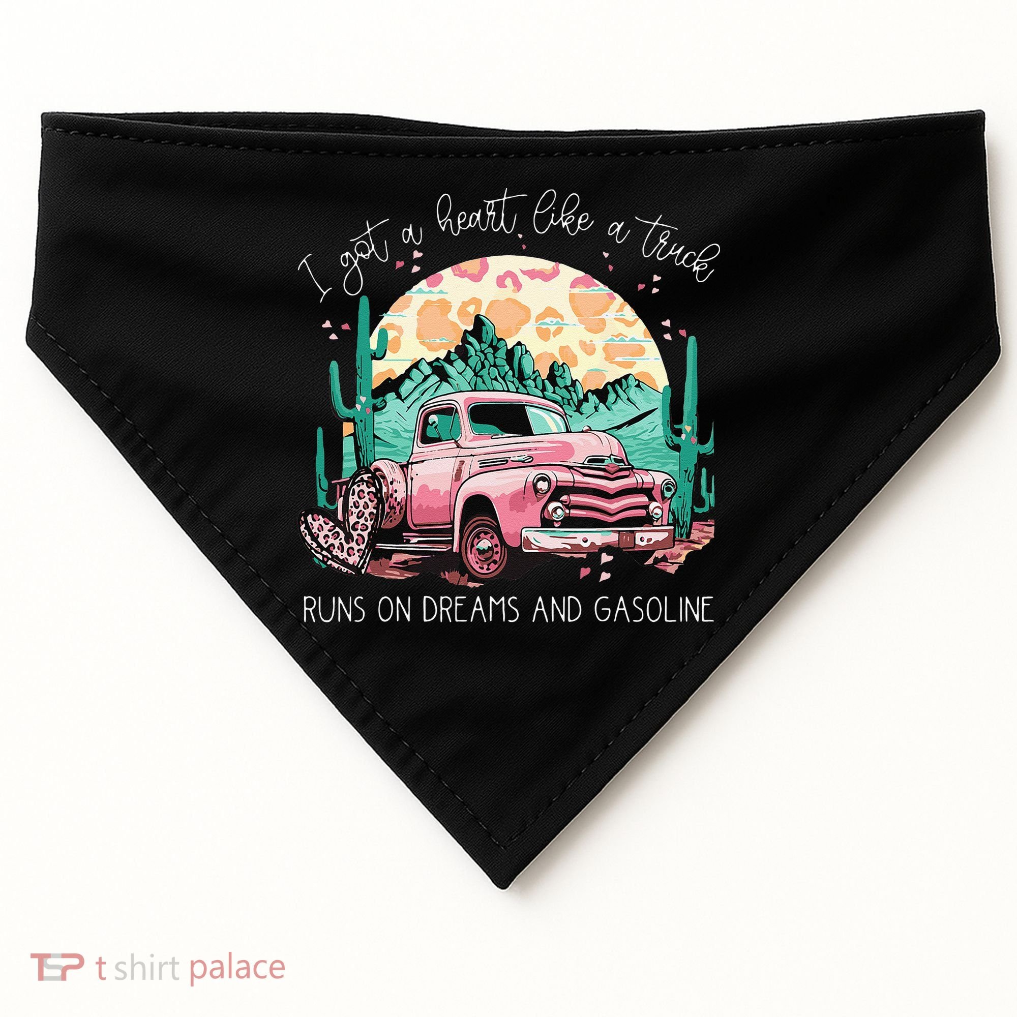 Runs On Dreams And Gasoline I Got A Heart Like A Truck USA-Made Doggie Bandana