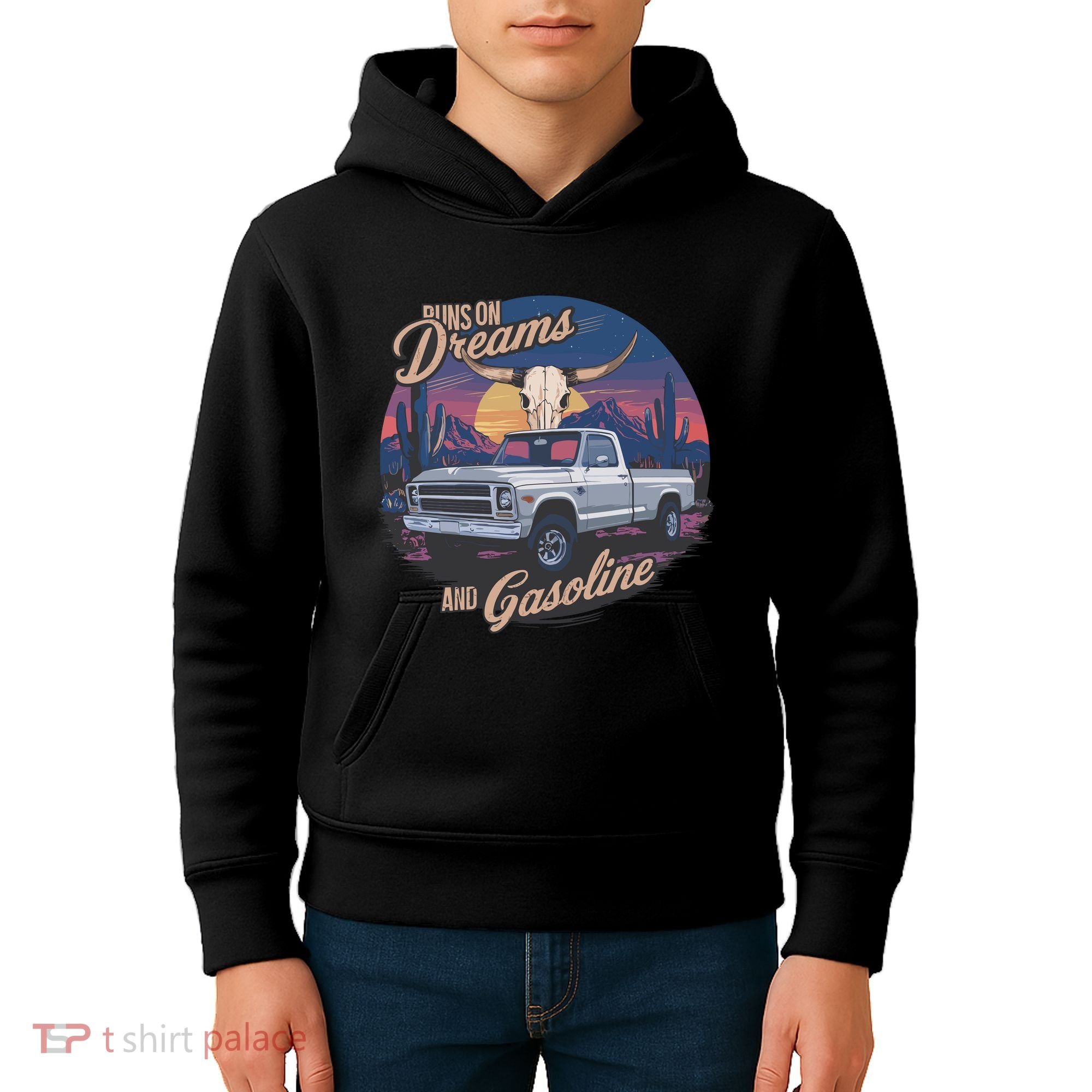 Runs On Dreams And Gasoline Kids Hoodie