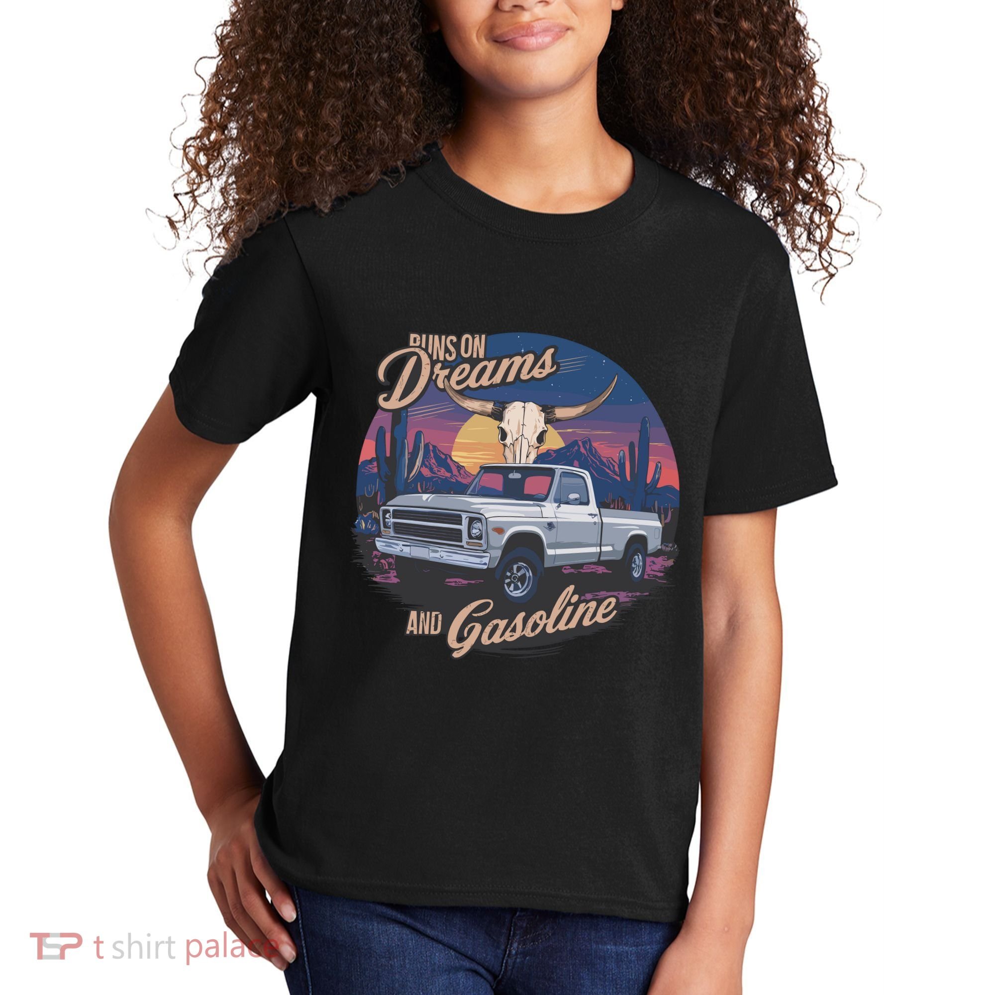 Runs On Dreams And Gasoline Kids T-Shirt