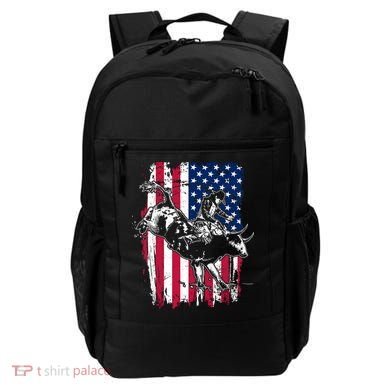 Rodeo Bull Rider American Flag Backpack