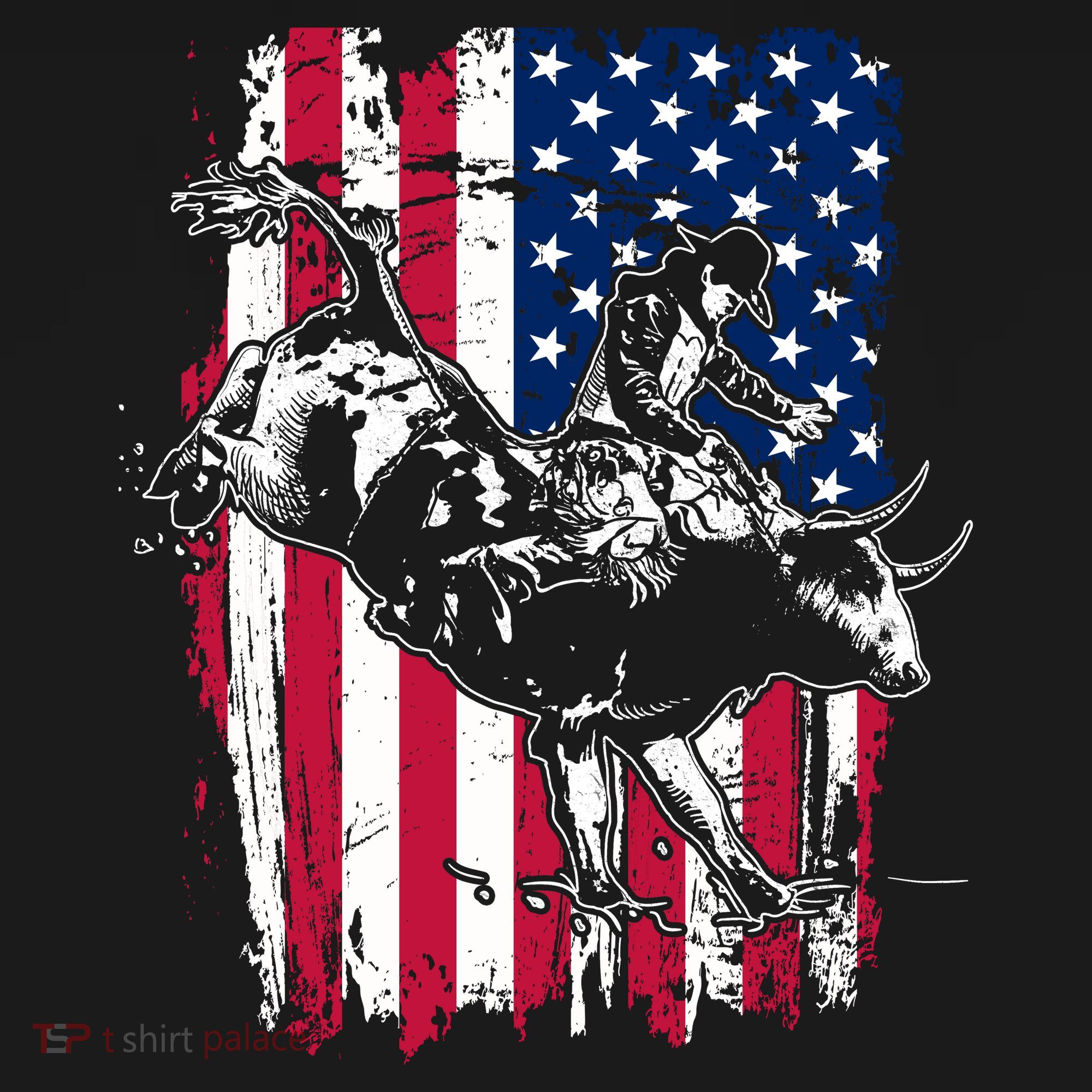 Rodeo Bull Rider American Flag Backpack