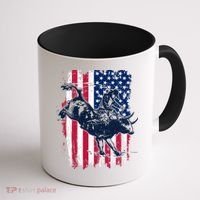 Rodeo Bull Rider American Flag Coffee Mug thumb 1
