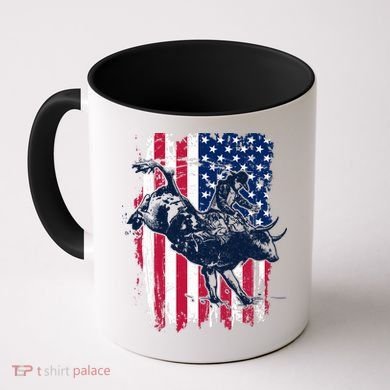 Rodeo Bull Rider American Flag Coffee Mug