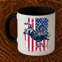 Rodeo Bull Rider American Flag Coffee Mug thumb 2