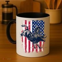 Rodeo Bull Rider American Flag Coffee Mug thumb 4