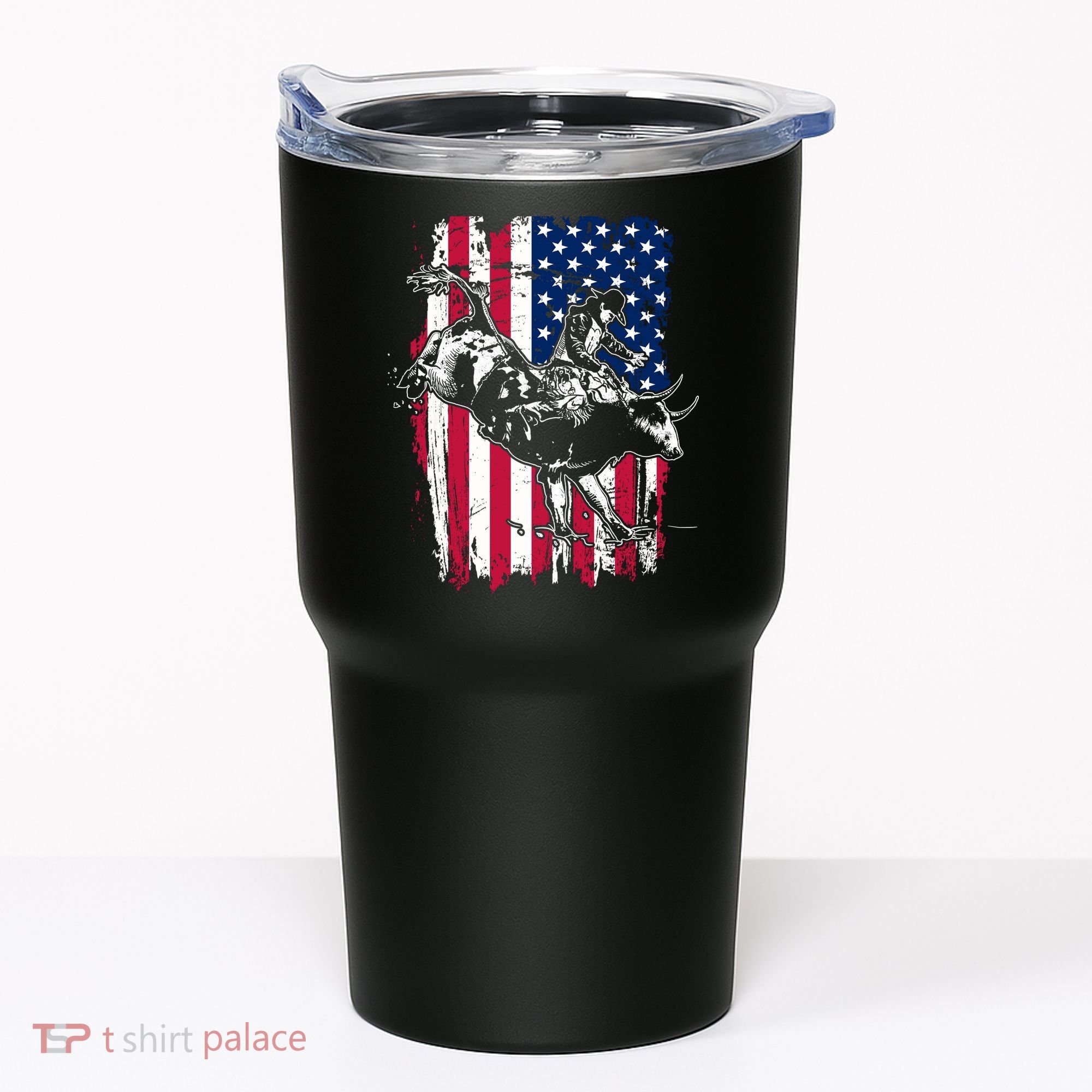 Rodeo Bull Rider American Flag Tumbler