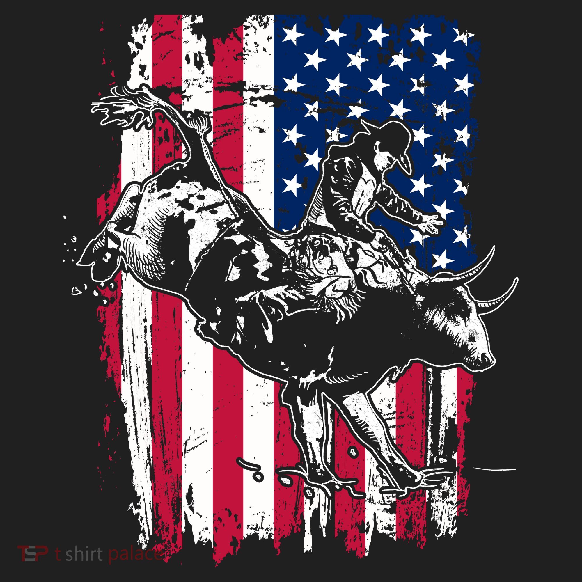 Rodeo Bull Rider American Flag Tumbler