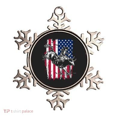 Rodeo Bull Rider American Flag Ornament