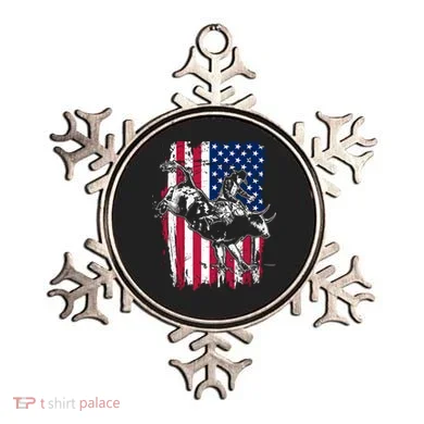 Rodeo Bull Rider American Flag Ornament